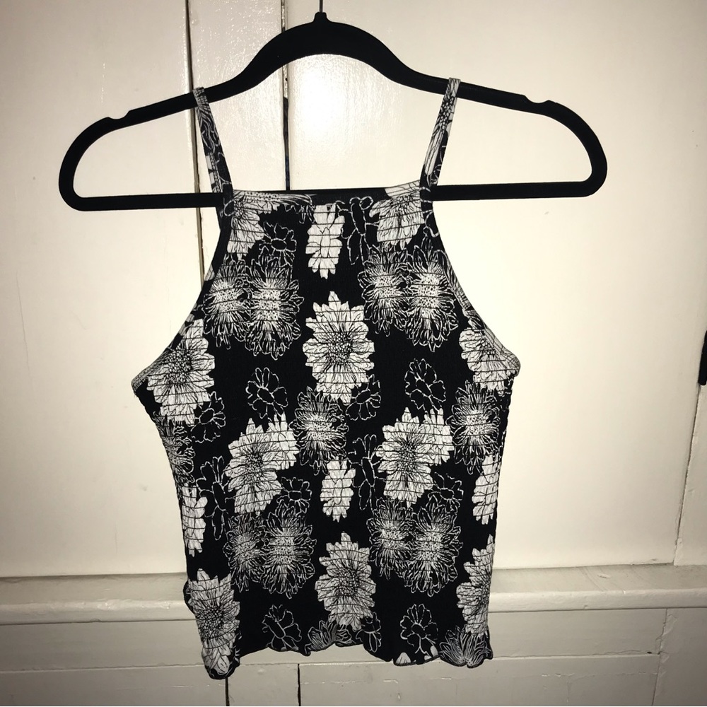 Floral Black & White Crop Top.